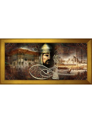 DB Sanat Fatih Sultan Mehmet ve Eski Istanbul Motifli Kanvas Tablo