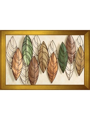 DB Sanat Renkli Yapraklar Soyut Motifli Kanvas Tablo