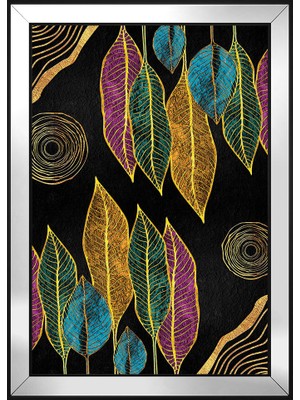 DB Sanat Renkli Yapraklar Soyut Motifli Kanvas Tablo