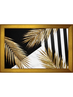DB Sanat Soyut Tropikal Yapraklar Motifli Kanvas Tablo
