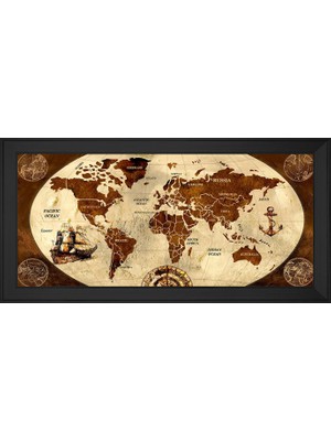 DB Sanat Harita Temalı Kanvas Tablo