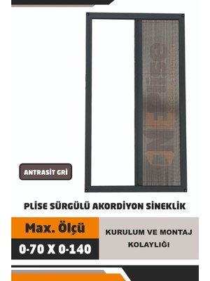 Oneplise Plise Akordiyon Sineklik (Ahşap Pencere, Pimapen Pencere, Alüminyum Pencere) (En: 0-70 x Boy: 0-140)