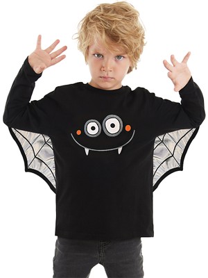 Denokids Halloween Cadılar Bayramı Erkek Çocuk Kostüm Siyah T-Shirt