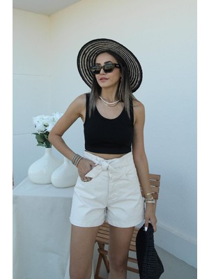 Siyah Paola Kalın Askılı Crop