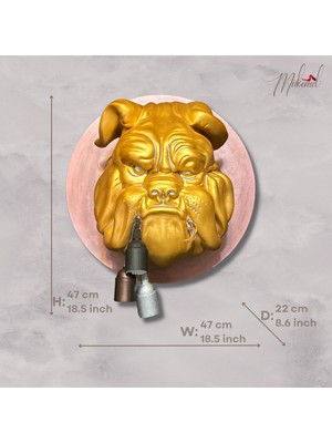 Mukemel Korkusuz Bulldog (Duvar Lambası, Kafa Heykeli, Dekorasyon Lambası, Koruyucu) Mukemel Tasarımları