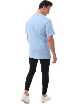 Never Stop Oversize Basic Erkek T-Shirt Mavi 5001