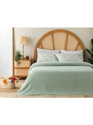 English Home Plain Pamuklu Tek Kişilik Pike 150X220 cm Yeşil