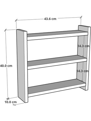 Furnature Design Tezgah Üstü Çok Amaçlı Baharatlık 3 Raflı Mutfak Rafı 40X10 cm Beyaz