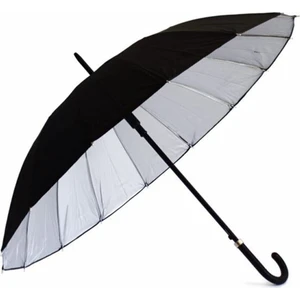 16 Telli Dışı Siyah İçi Gümüş Renk Baston Şemsiye 80 cm 555-1