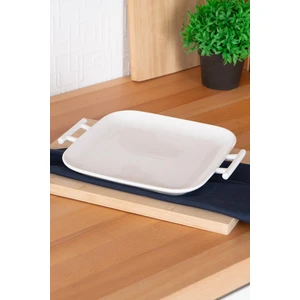 Bianco Perla Dikdörtgen Kulplu Servis Tabak - 27.5 cm