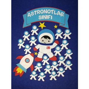 Keçeli Dünyam Sınıf Mevcudu Panosu Astronotlar Sınıfı (Keçe Eğitim Materyali)