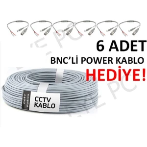 100 mt Cctv Ahd Analog Sistem Için Kamera Kablosu 6 Adet Bnc Power
