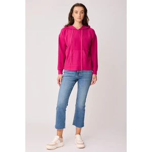 Omuz Dekolteli Kanguru Cep Kapüşonlu Sweatshirt