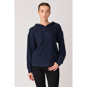 Omuz Dekolteli Kanguru Cep Kapüşonlu Sweatshirt