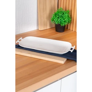 Bianco Perla Dikdörtgen Kulplu Servis Tabak - 39 cm