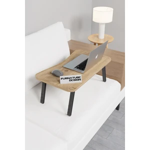 Furnature Design Katlanır Laptop Masası Sehpası Çalışma Yatak Kahvaltı Masası 60X35 cm Atlantik Çam