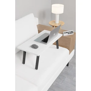 Furnature Design Katlanır Laptop Masası Çalışma Yatak Kahvaltı Masası 60X30 cm Beyaz