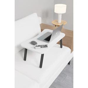 Furnature Design Katlanır Laptop Masası Sehpası Çalışma Yatak Kahvaltı Masası 60X35 cm Beyaz