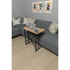 Furnature Design Metal Ayaklı Laptop Sehpası Kahvaltı Masası Çalışma Sehpası Atlantik Çam 60X35