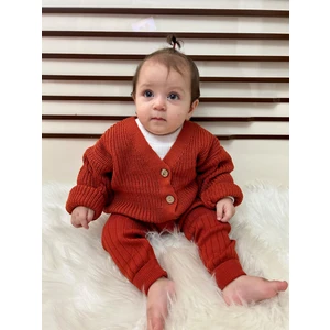 Meriç Bebe Selanik Örgüsü Triko Ahşap Düğmeli Oversize Basic Unisex Model Hırka