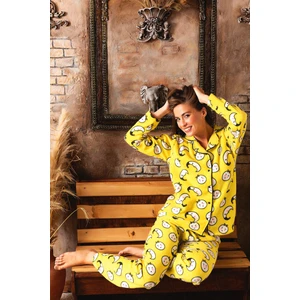 Kadın Kışlık Welsoft Peluş Inci Polar Düğmeli Pijama Takımı 'ipeksi Doku'