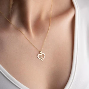 N!da Jewelry 925 Ayar Gümüş Kalp Pati Kolye