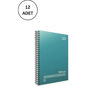 Fresco A4 120 Yaprak Kareli Spiralli Plastik Kapak Defter 12 Adet