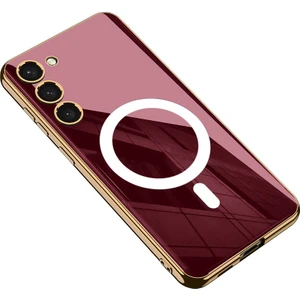 Samsung Galaxy S23 Plus Kılıf Zore Wireless Şarj Özellikli Kenarları Gold Kaplama Aynalı Kent Kapak