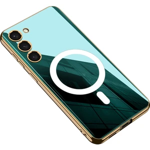 Samsung Galaxy S23 Plus Kılıf Zore Wireless Şarj Özellikli Kenarları Gold Kaplama Aynalı Kent Kapak