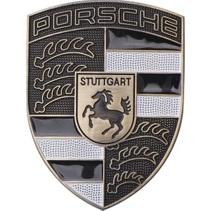 İdeal Aksesuar Porsche Kaput Logosu Metal Renkli - Logo Arma - Porsche Colourful Hood Emblem Crest Badge