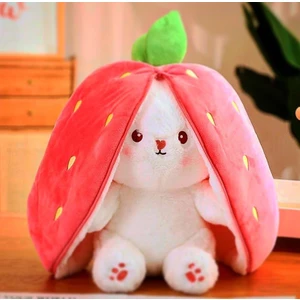 Peluş Oyuncak Tavşan 35 cm Beyaz Pembe %100 Kaliteli Kumaş Kız Çocuklara Özel Sevimli Tasarım