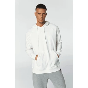 Johns Oversize Erkek Beyaz Kapüşonlu Sweatshirt