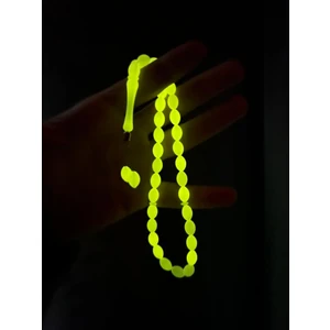 İndirim Center Hediye Kutulu Sarı Fosforlu Arpa Kesim Kedi Gözü Toz Kehribar Tesbih