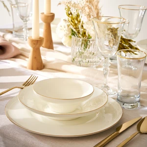 Fine Bone Alicia 18 Parça 6 Kişilik Yuvarlak Yemek Takımı Gold