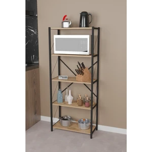 Furnature Design Metal Mutfak Rafı 5 Raflı Dekoratif Malzeme Dolabı Mikrodalga Fırın Rafı Atlantik Çam