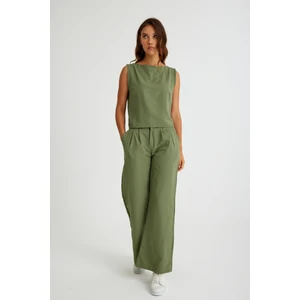 Keten Günlük Rahat  Kolsuz  Alt Üst Kadın Takım