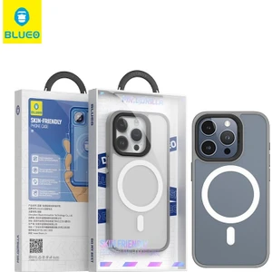 iPhone 15 Pro Max Uyumlu Magsafe Şarj Özellikli Frosted Dual Color Skin Friendly Kılıf Kapak - Gri