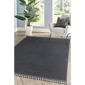 Linos Home Antrasit Fluffy Düğüm Saçaklı Post Peluş Halı Kaymaz Taban Yumuşacık Yolluk Modern Halı