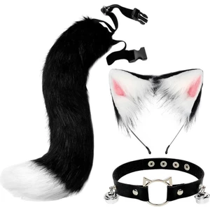 Sevimli Kuyruk Kedi Kulakları Cosplay Cadılar Bayramı Peluş (Yurt Dışından)