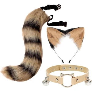 Sevimli Kuyruk Kedi Kulakları Cosplay Cadılar Bayramı Peluş (Yurt Dışından)