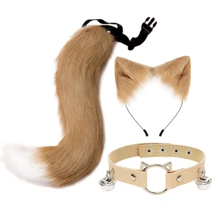 Sevimli Kuyruk Kedi Kulakları Cosplay Cadılar Bayramı Peluş (Yurt Dışından)