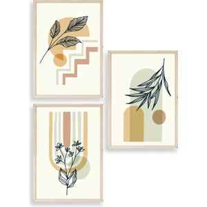 Enk Wall Art Manzara Üçlü Ahşap Çerçeveli Tablo