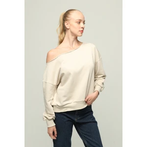 Kadın Düşük Omuzlu Uzun Kollu Örme Sweatshirt