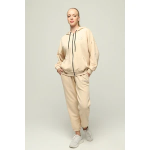 Owut Collection Kadın Kapüşonlu Kanguru Cep Oversize Lastik Paça Fermuarlı Eşofman Takımı