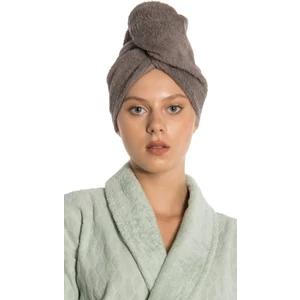 Düz Eponj Düğmeli Havlu Koyu Gri Saç Kurulama Bonesi