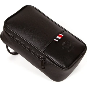 Av A Dos Erkek Siyah Deri Tıraş Seyahat Kozmetik Portföy Bakım El Çanta Günlük Clutch