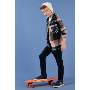 Kapüşonlu Çift Cepli Ekoseli Kışlık Oduncu Gömlek Erkek Çocuk Gömlek CF24W81781