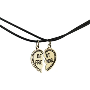 Daily Fashion Best Friends Arkadaşlık Kolyesi 2 Adet Unisex Ipli Çelik Siyah Kolye