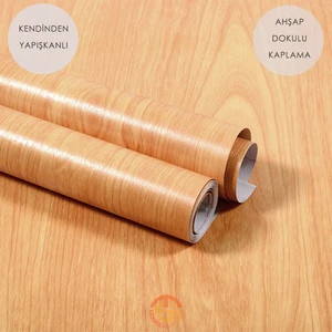 60CM×100CM Kendinden Yapışkanlı Ahşap Görünümlü Kaplama Kağıdı Mutfak Dolap Masa Duvar