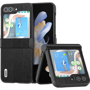 Samsung Galaxy Z Flip5 Siyah Için Abeel Ahşap Doku Pu Pus Telefonu (Yurt Dışından)